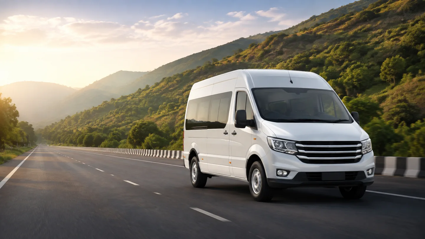 Representative premium group van travelling on a highway